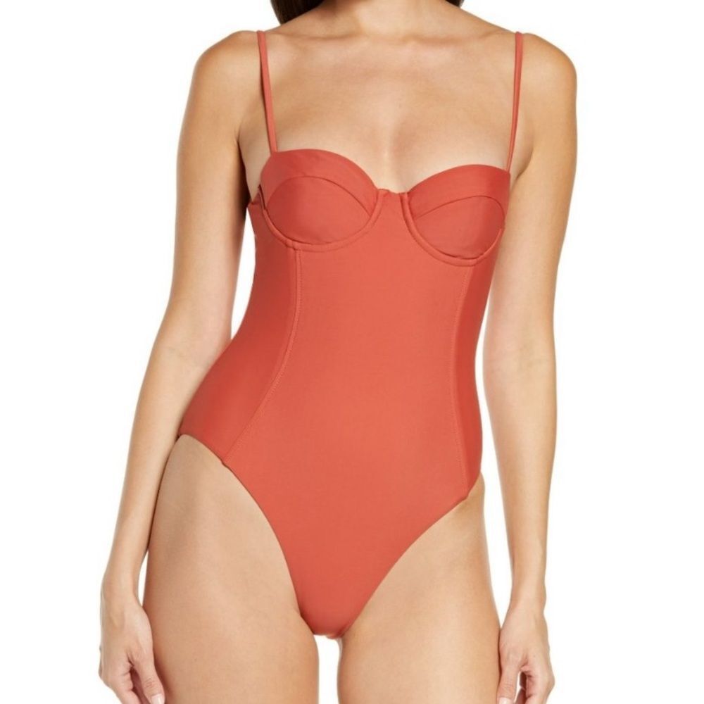 Veronica Beard Women's Bridge Underwire One-Piece Swimsuit in‎ Clay - Size XL